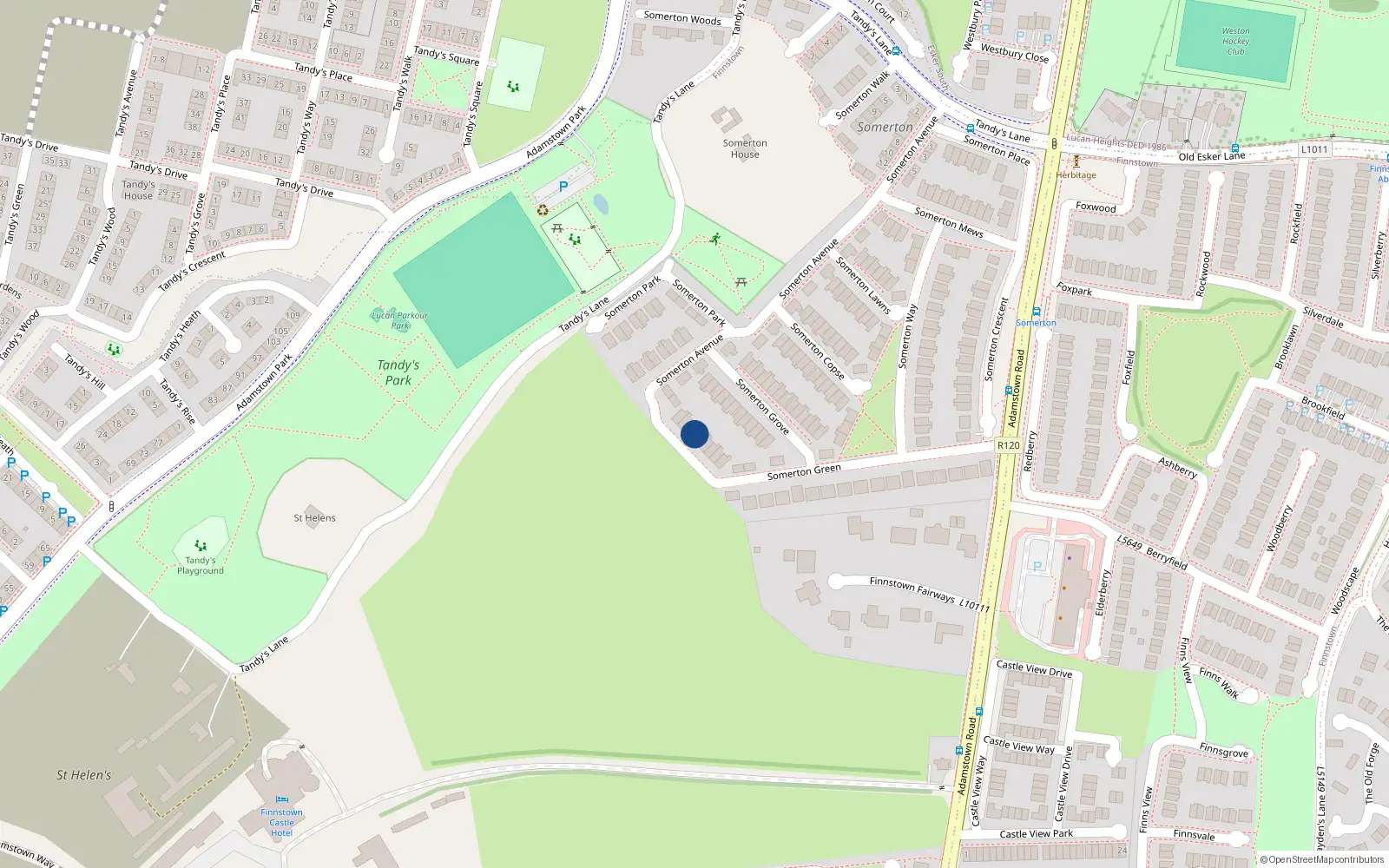 Overhead map showing the location of 41 Somerton Avenue, Finnstown