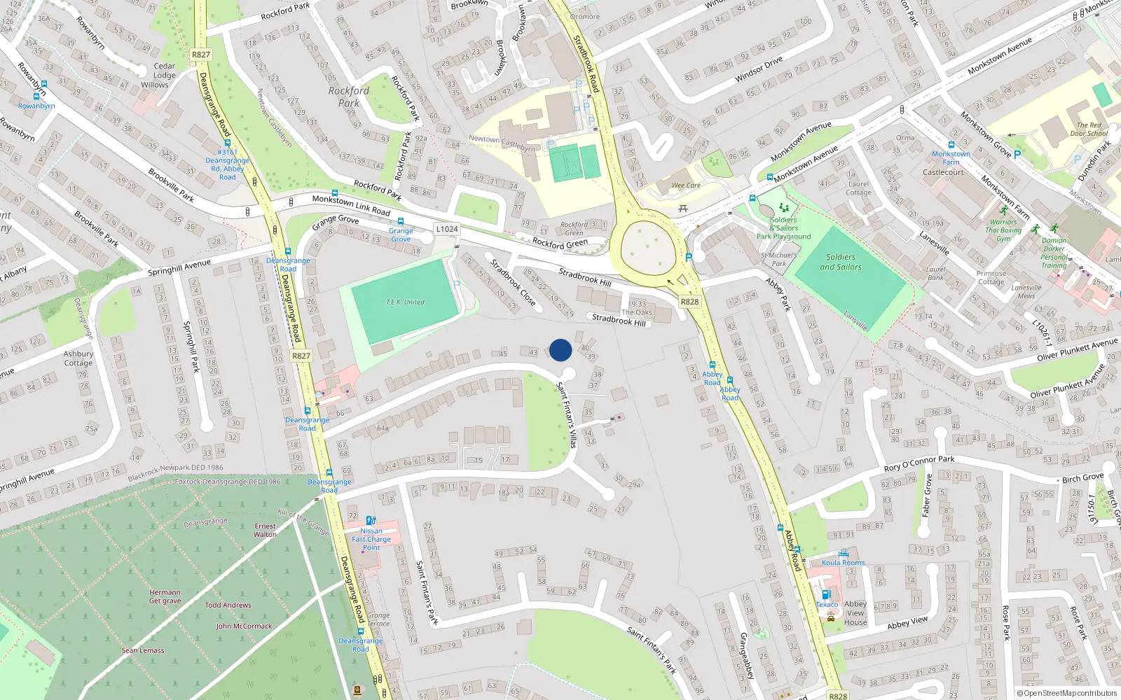 Overhead map showing the location of 41 St Fintans Villas, Deansgrange, Blackrock