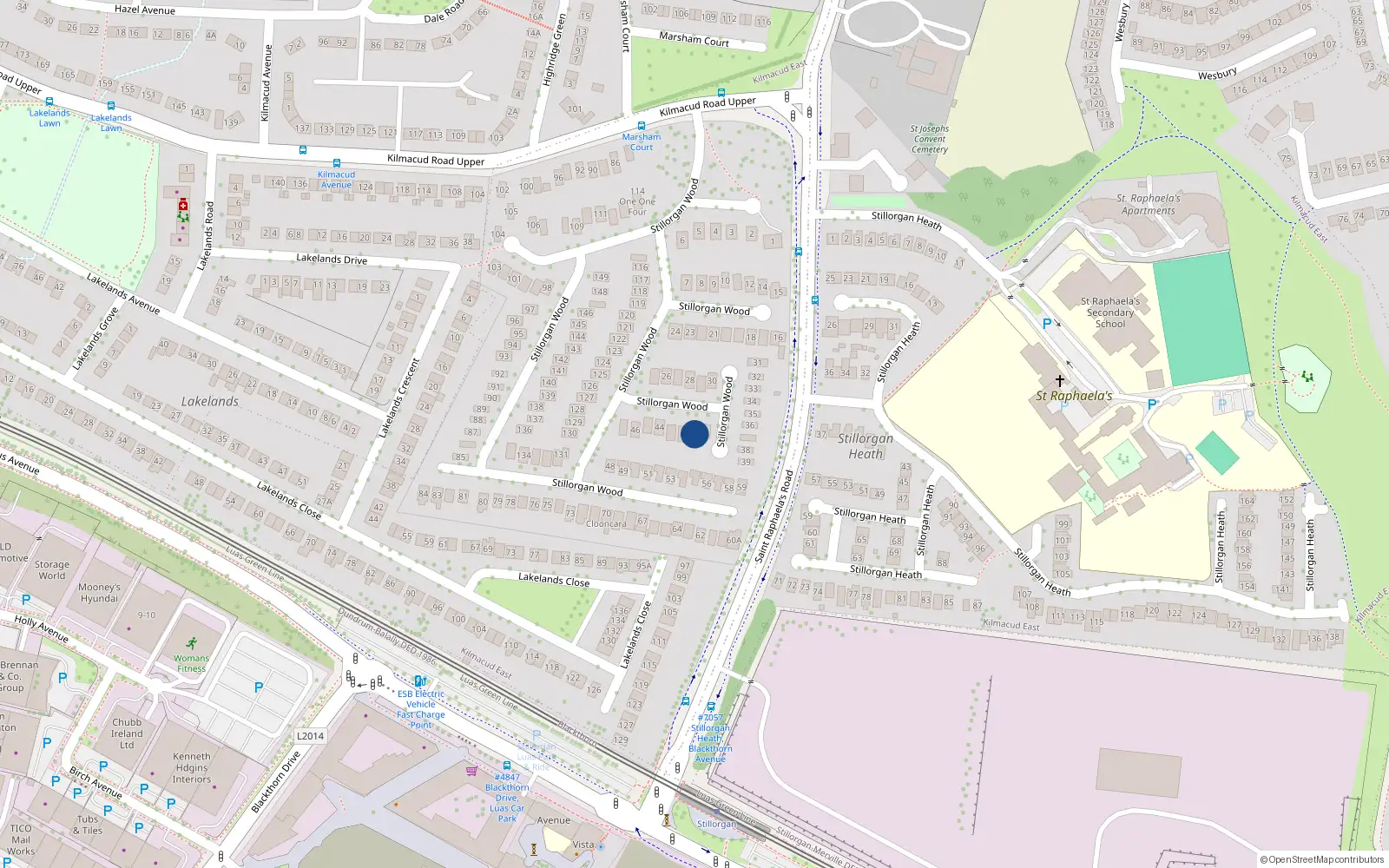 Overhead map showing the location of 41 Stillorgan Wood, Stillorgan