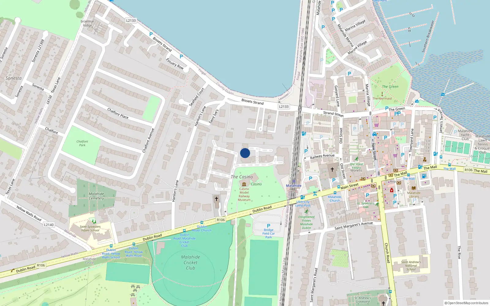 Overhead map showing the location of 41 the Casino, Malahide, Dublin 1