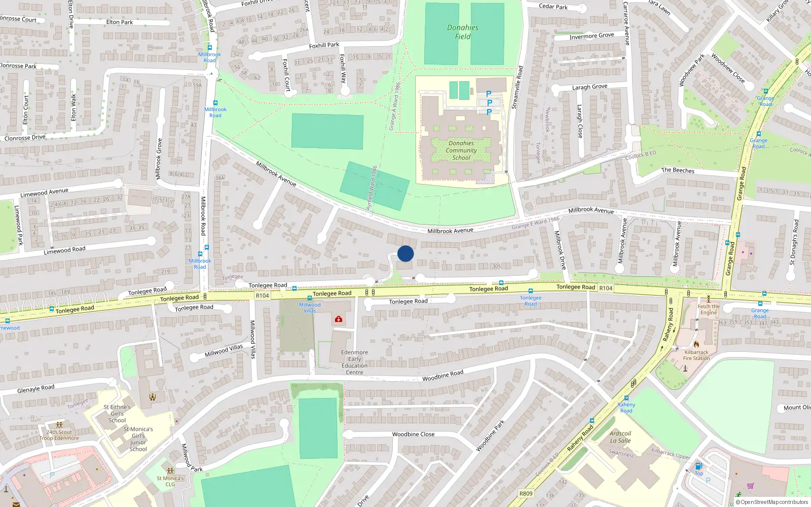 Overhead map showing the location of 41 The Gables, Clondalkin
