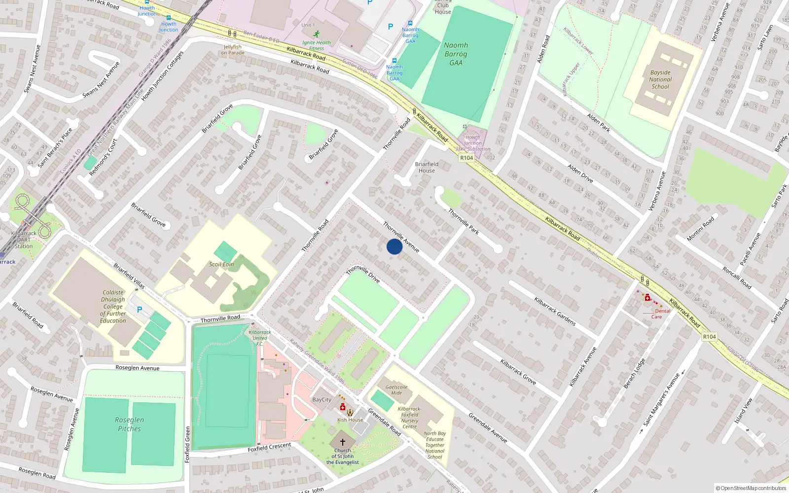 Overhead map showing the location of 41 Thornville Avenue, Dublin 5