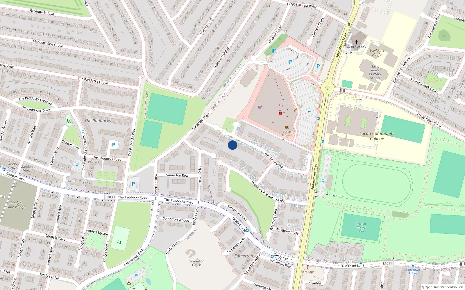 Overhead map showing the location of 41 Westbury Drive, Lucan