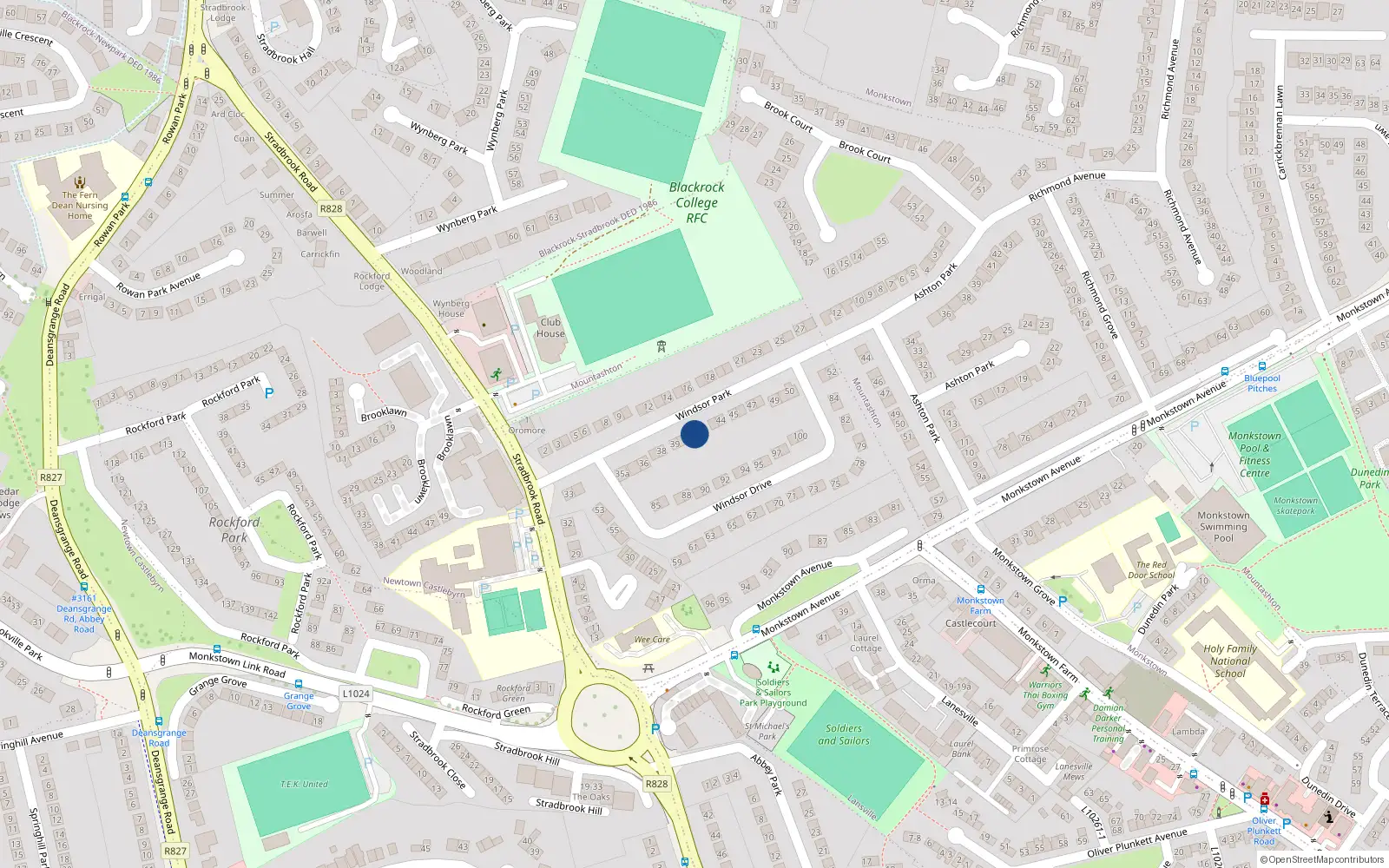Overhead map showing the location of 41 Windsor Park, Dublin