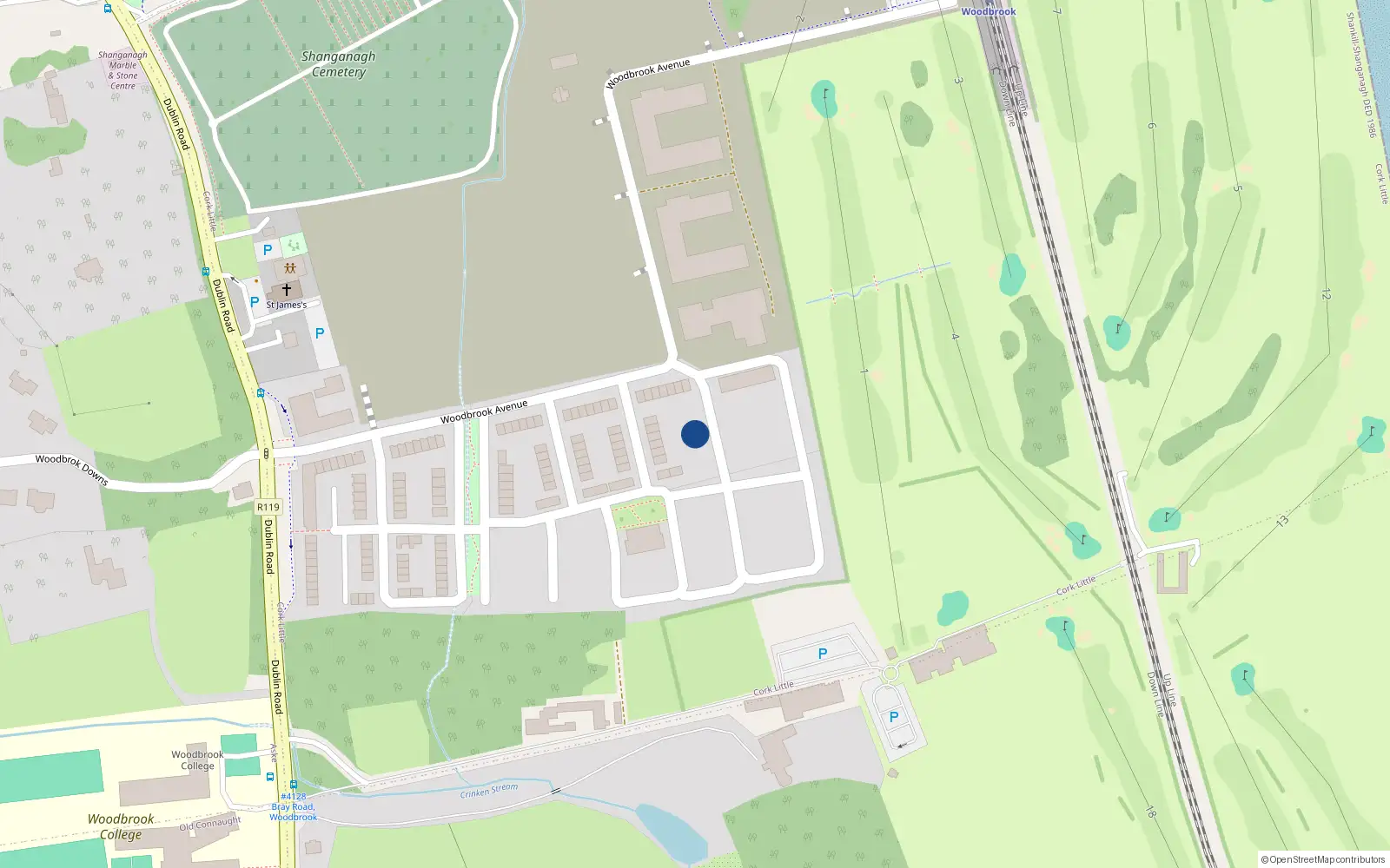 Overhead map showing the location of 41 Woodbrook, Bray