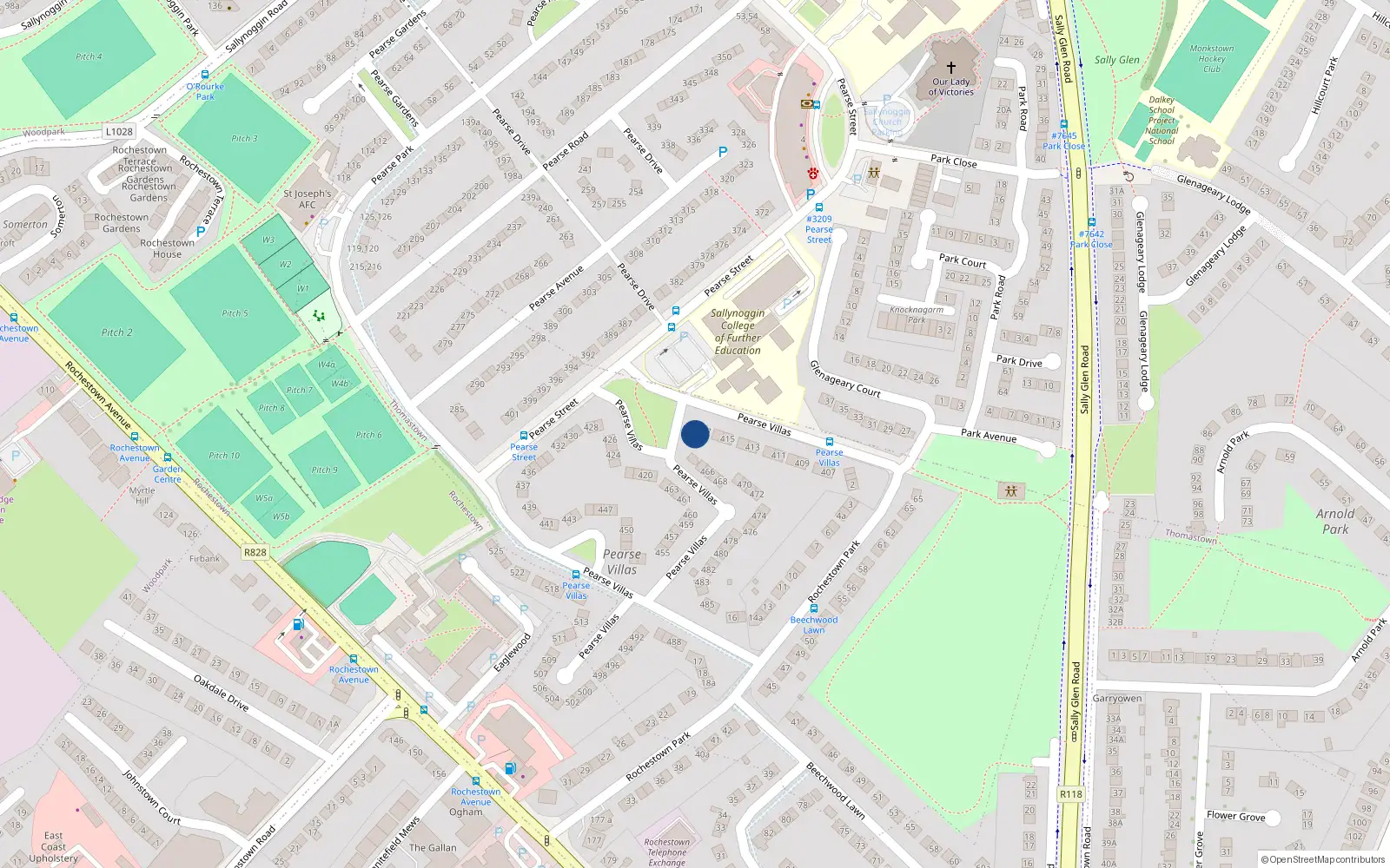 Overhead map showing the location of 418 Pearse Villas, Sallynoggin