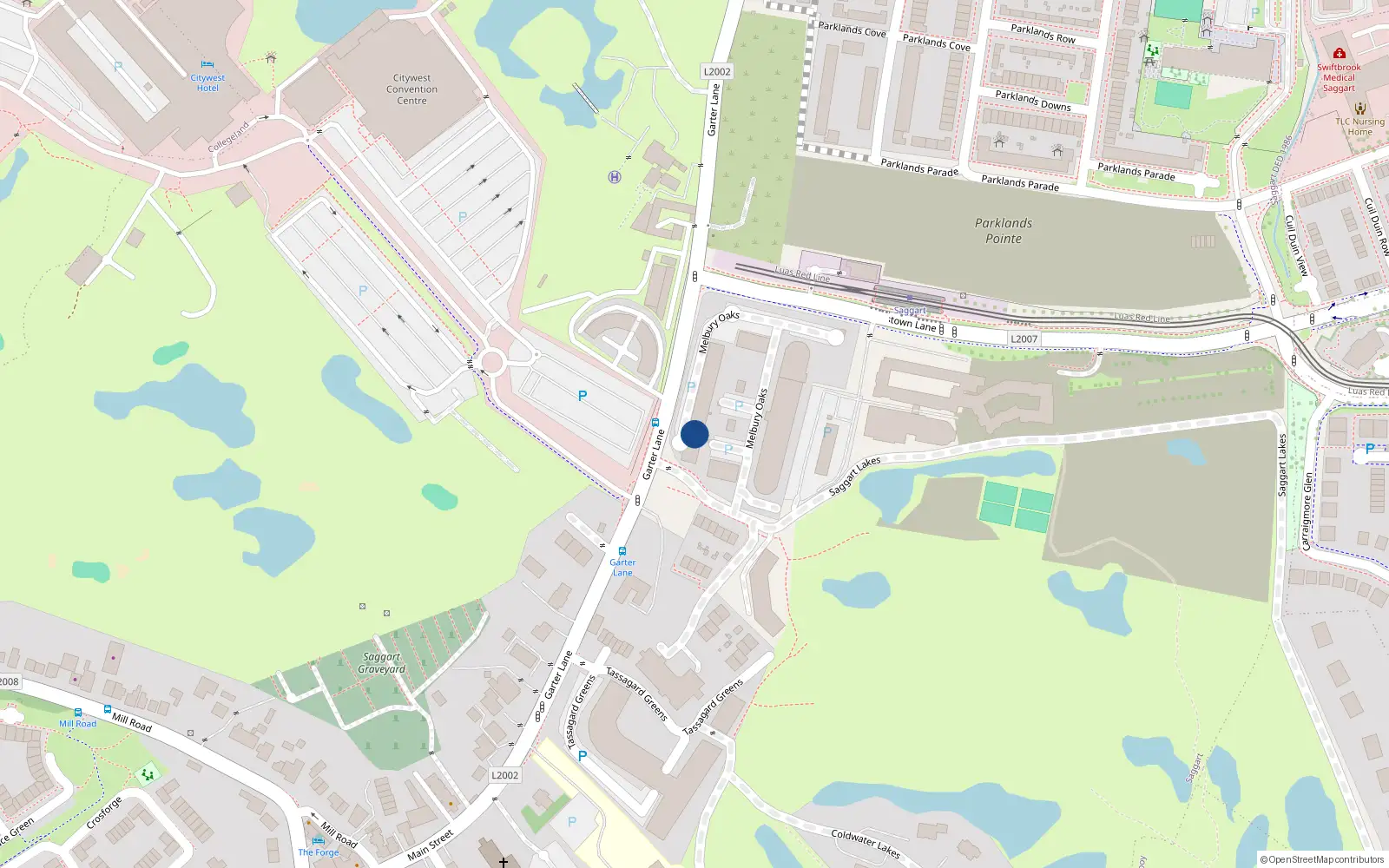 Overhead map showing the location of 418 Swiftwood, Garter Lane, Saggart