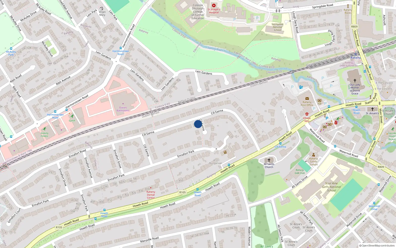 Overhead map showing the location of 41A Cill Eanna, Dublin 5