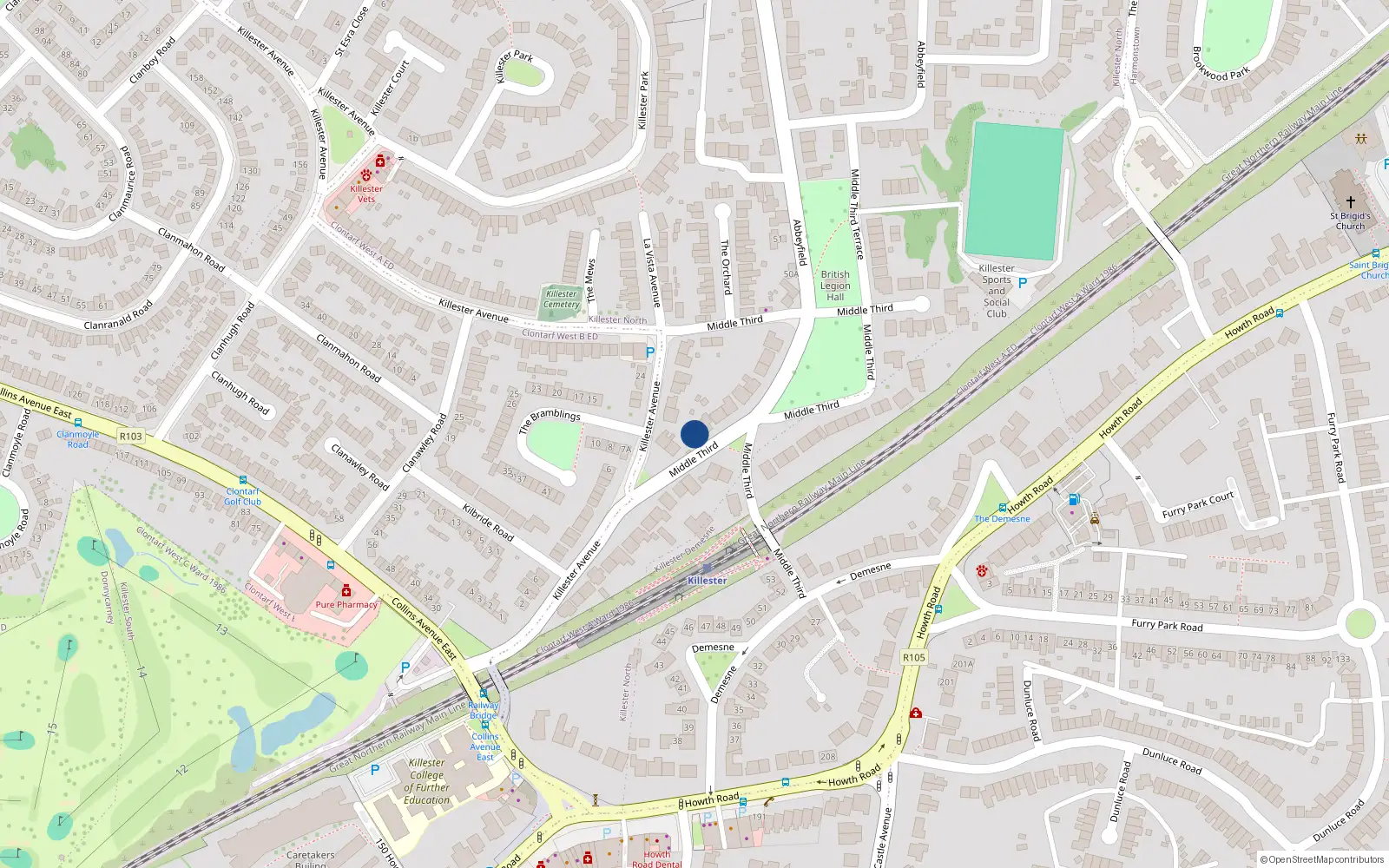Overhead map showing the location of 41A Middle Third, Dublin 5