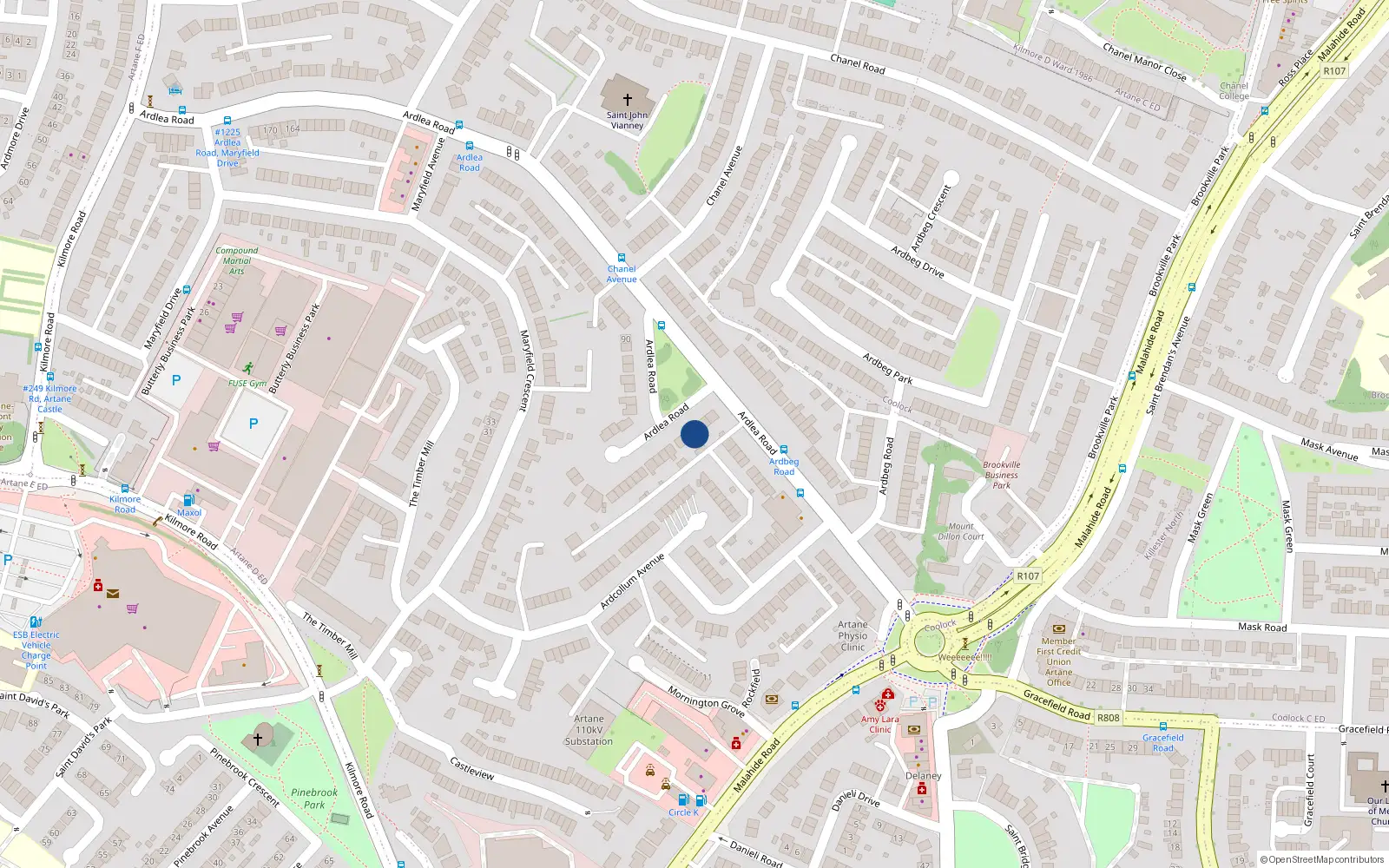 Overhead map showing the location of 42 Ardlea Road, Dublin 5