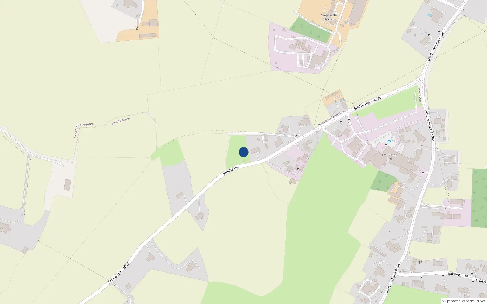 Overhead map showing the location of 42 Ballykelly Green, Newcastle