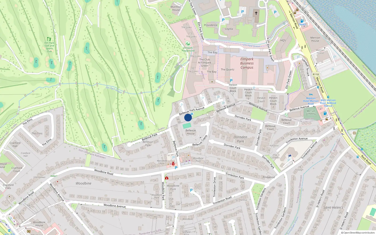 Overhead map showing the location of 42 Bellevue Park Avenue, Priesthouse