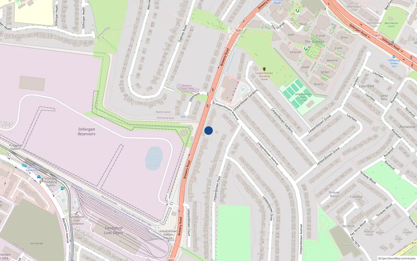 Overhead map showing the location of 42 Brewery Road, Dublin