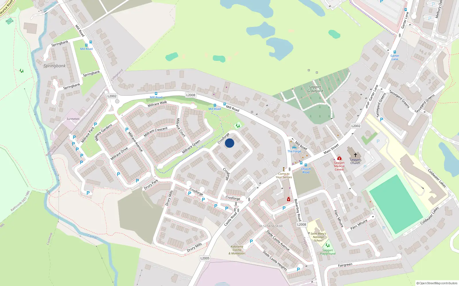 Overhead map showing the location of 42 Crosforge, Saggart