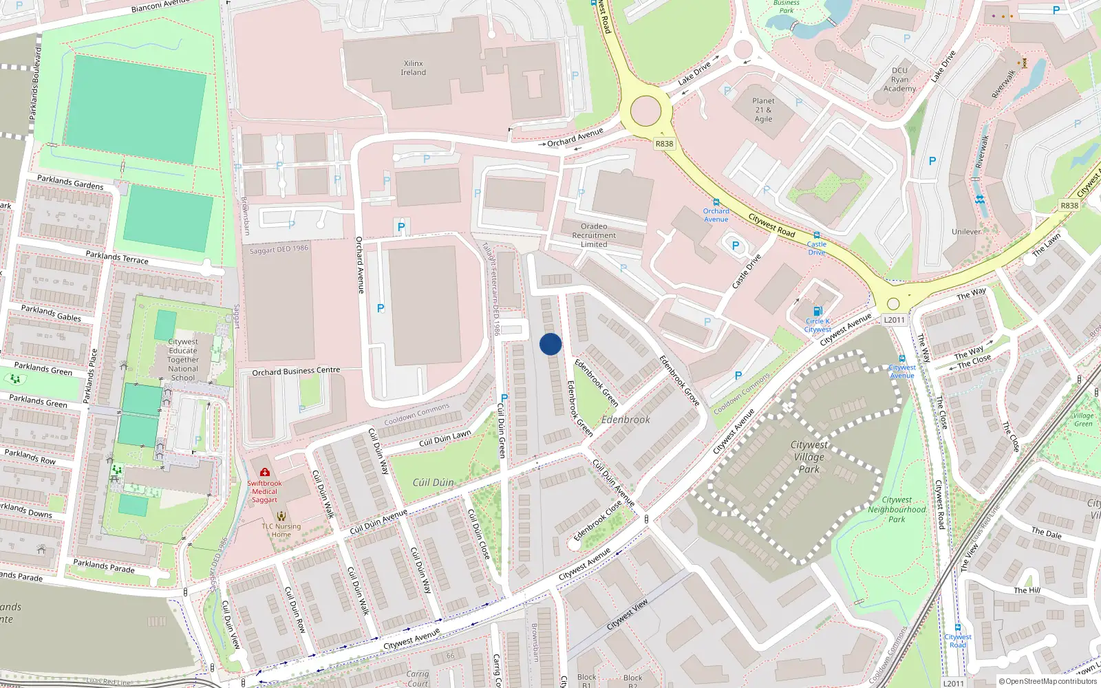 Overhead map showing the location of 42 Edenbrook Green, Citywest