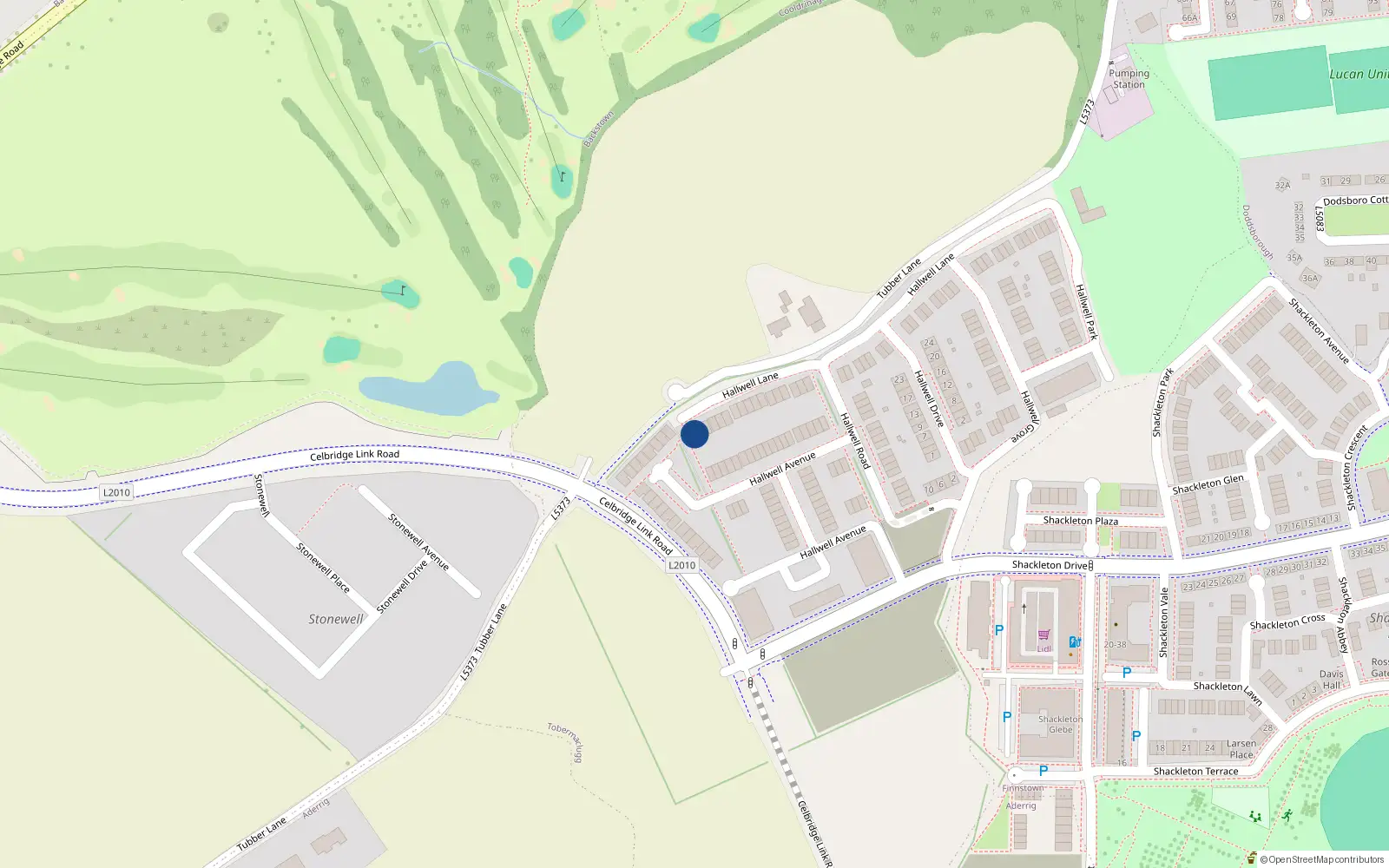 Overhead map showing the location of 42 Hallwell Lane, Lucan