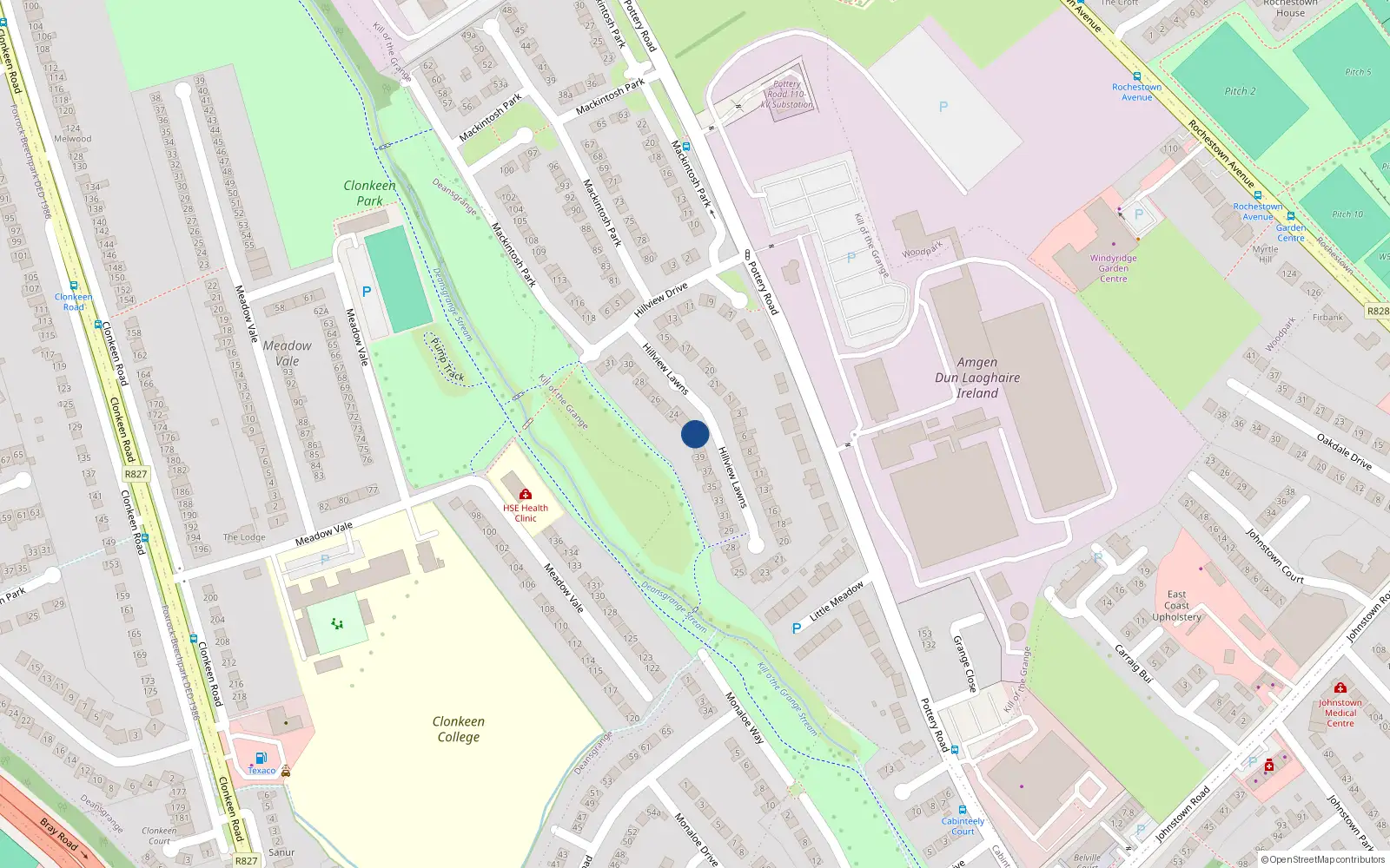 Overhead map showing the location of 42 Hillview Lawns, Dunlaoghaire