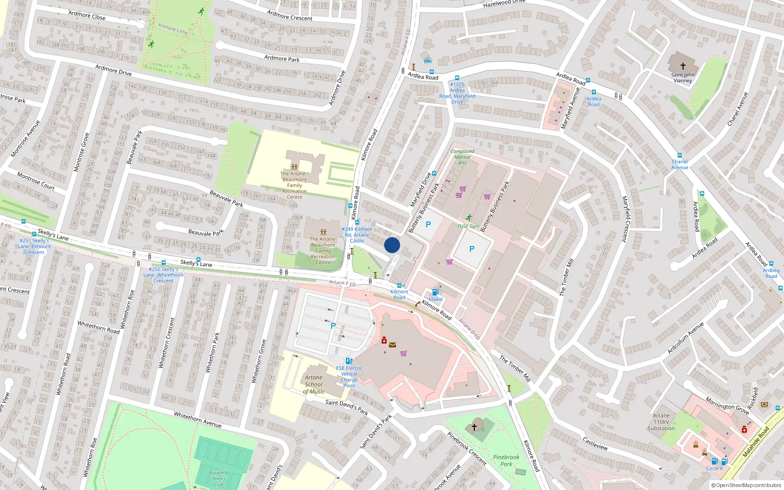 Overhead map showing the location of 42 Kilmore Road, Dublin 5