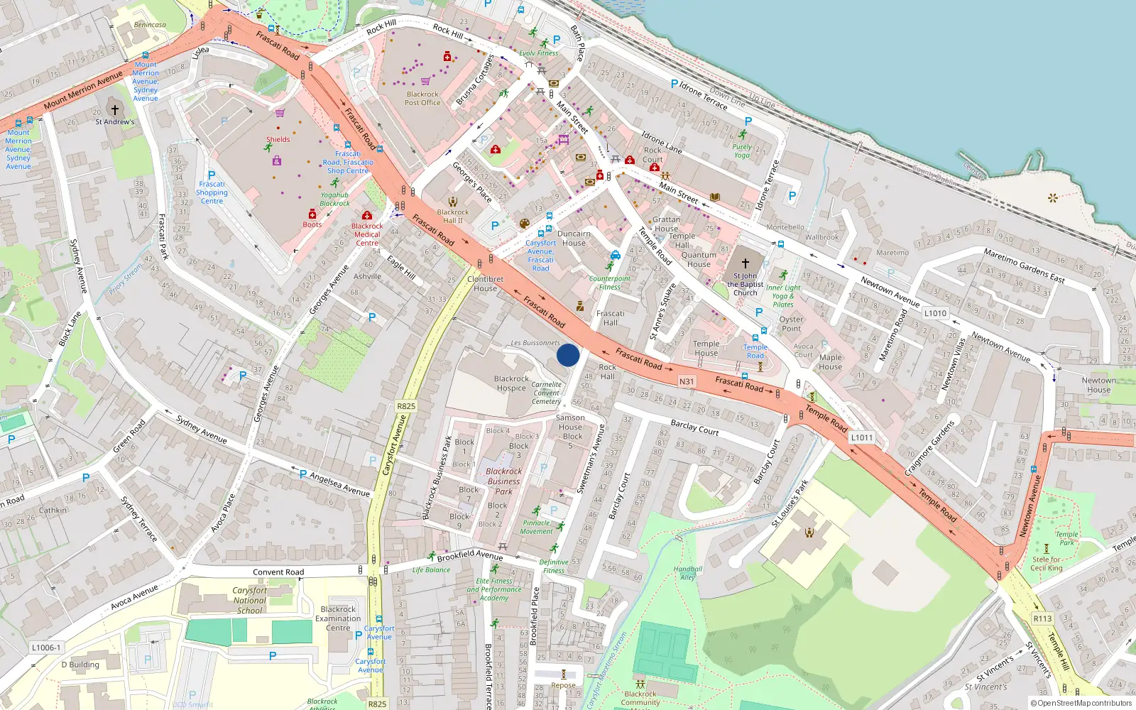 Overhead map showing the location of 42 Les Buissonnets, Sweetman Avenue, Blackrock