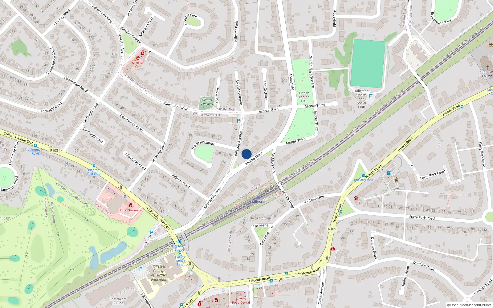 Overhead map showing the location of 42 Middle Third, Dublin 5