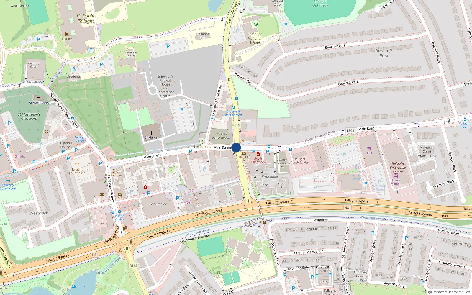 Overhead map showing the location of 42 Moynihan Court, Tallaght, Dublin