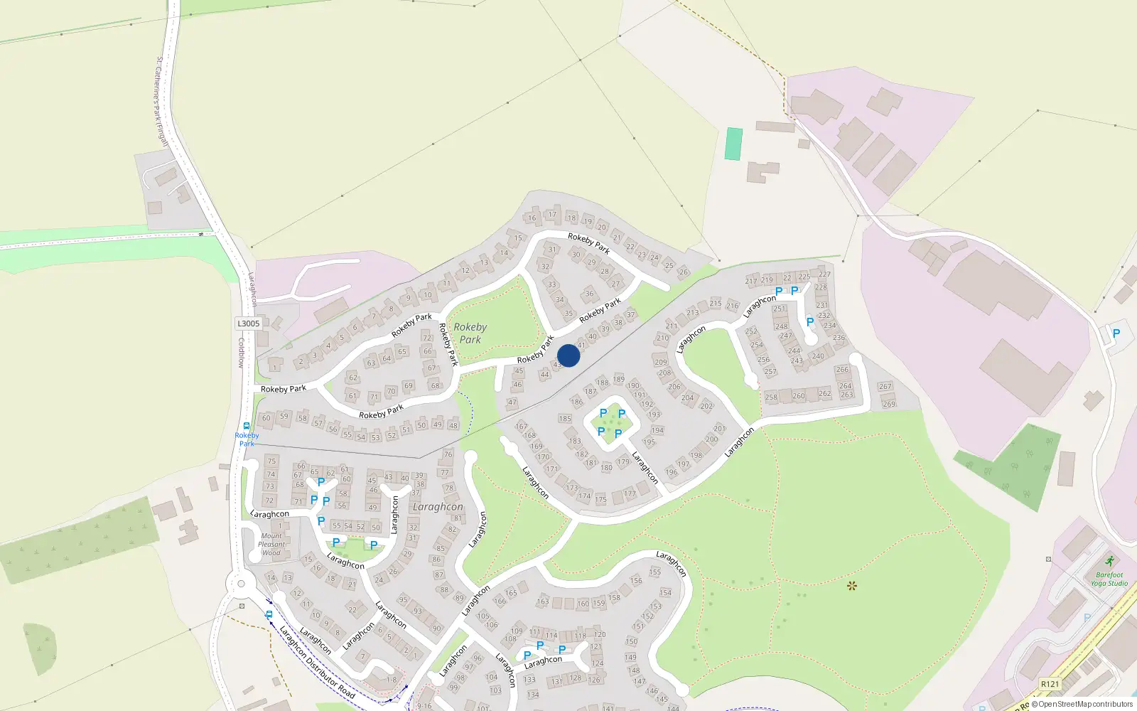 Overhead map showing the location of 42 Rokeby Park, Lucan, Co Dublin
