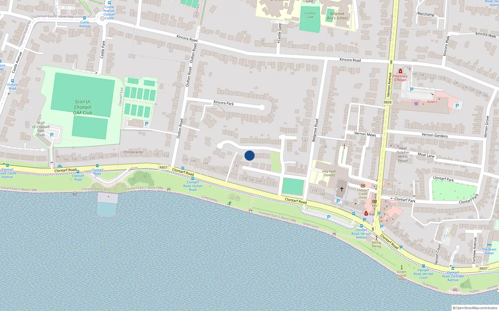 Overhead map showing the location of 42 Summerville, Dublin 3