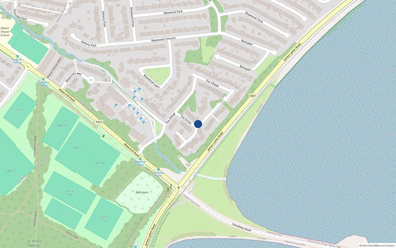 Overhead map showing the location of 42 The Village, Dublin 5