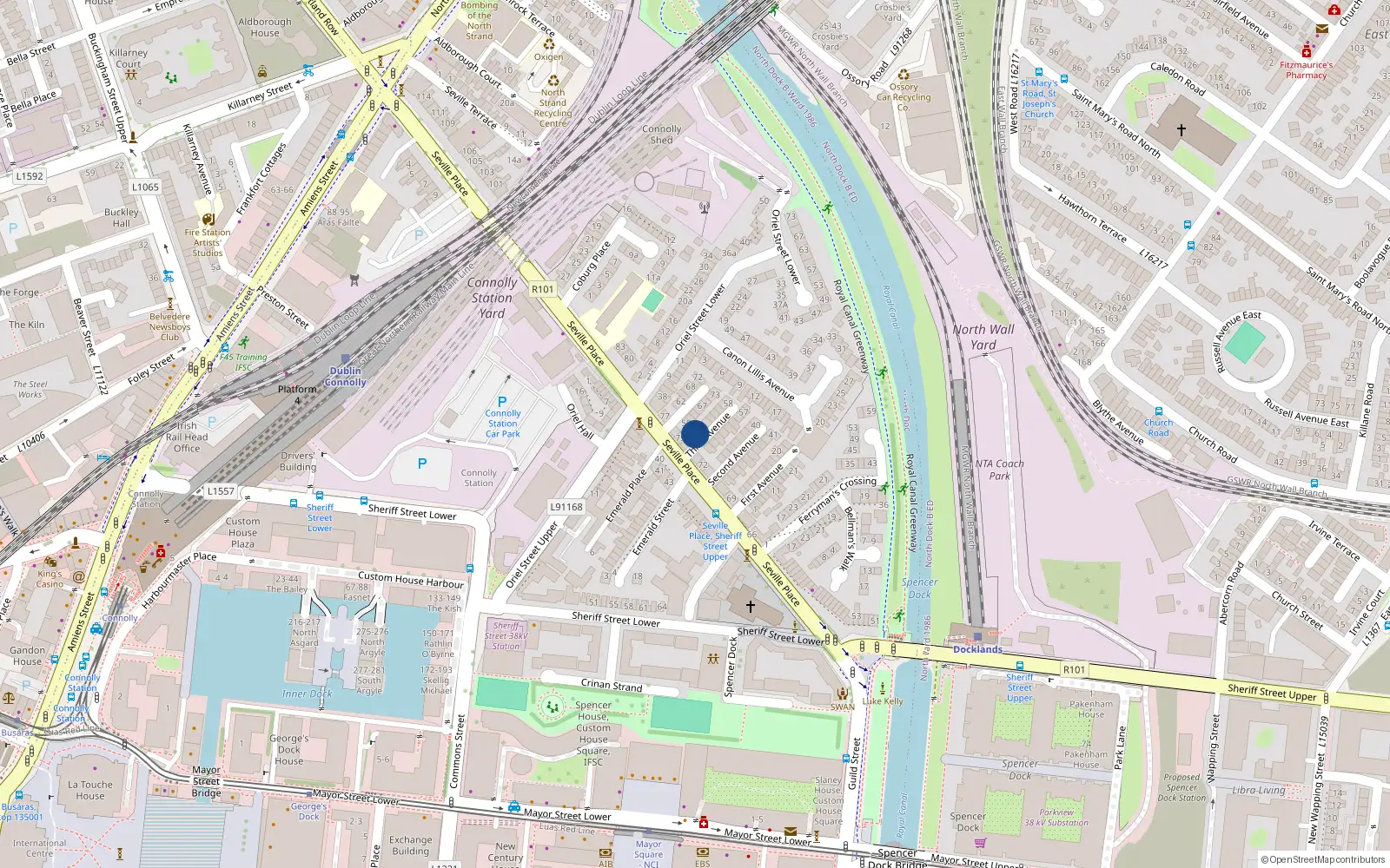 Overhead map showing the location of 42 Third Avenue, Dublin 1