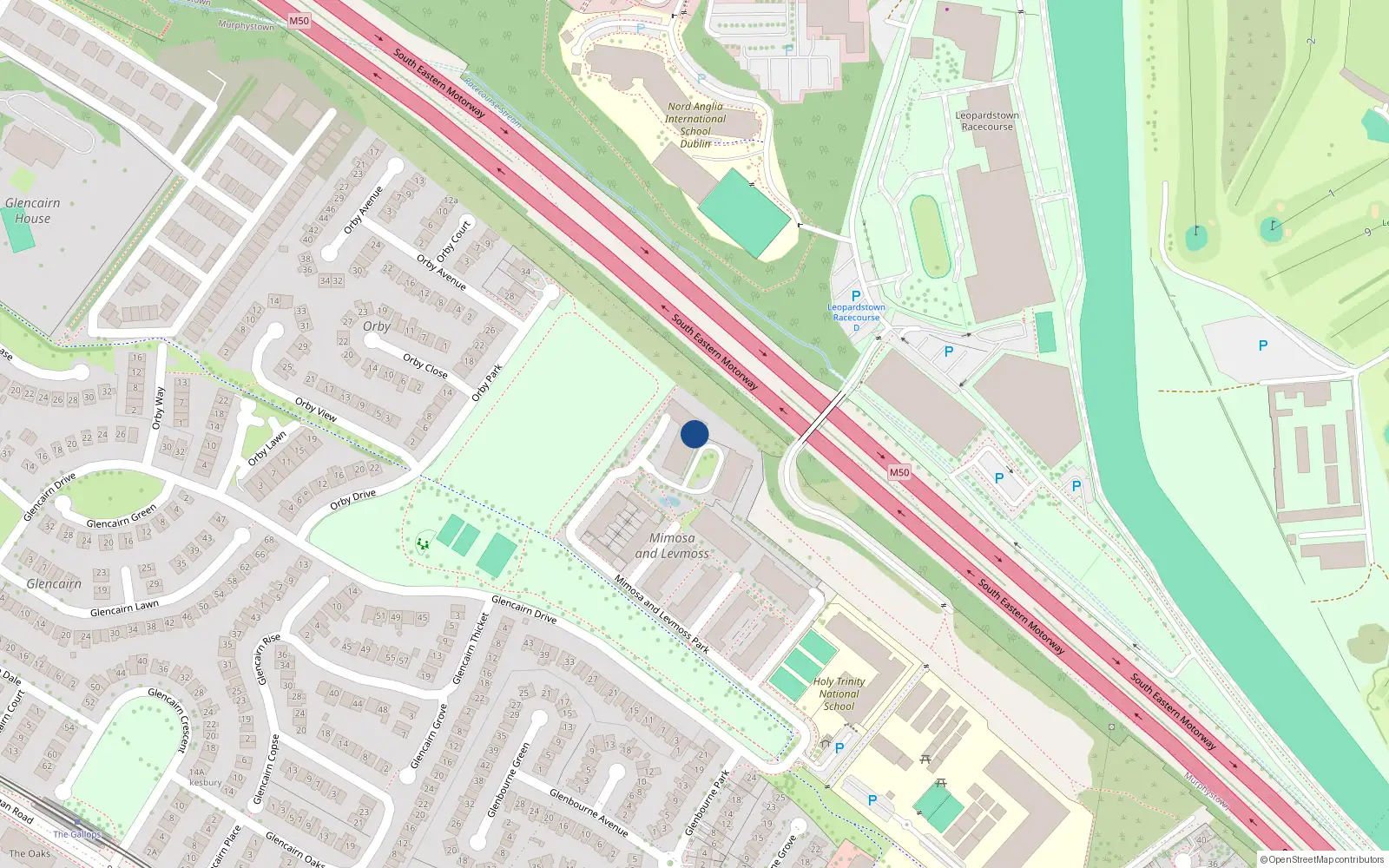 Overhead map showing the location of 42 Weavers Hall, The Gallops, Sandyford