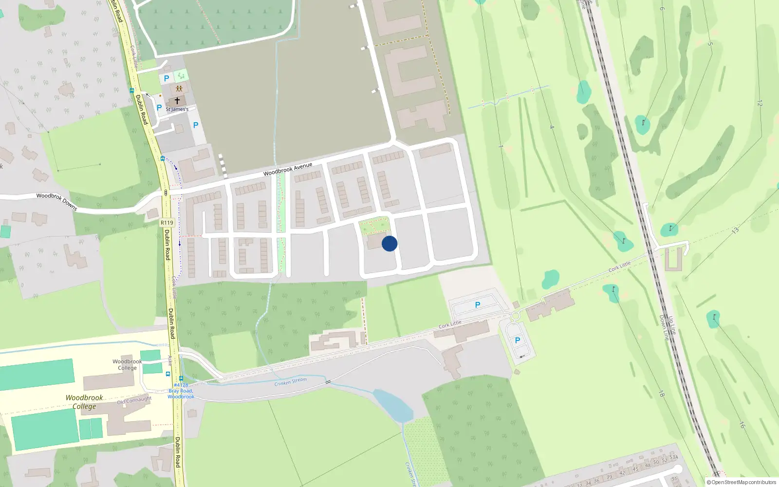 Overhead map showing the location of 42 Woodbrook, Bray
