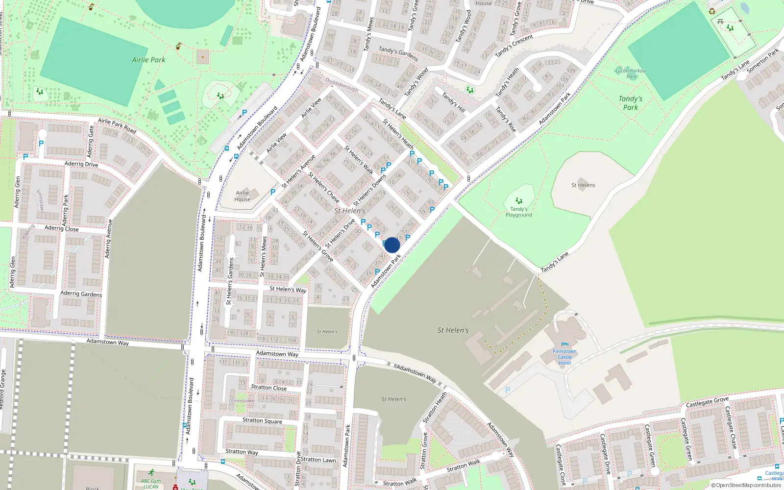 Overhead map showing the location of 43 Adamstown Park, Lucan