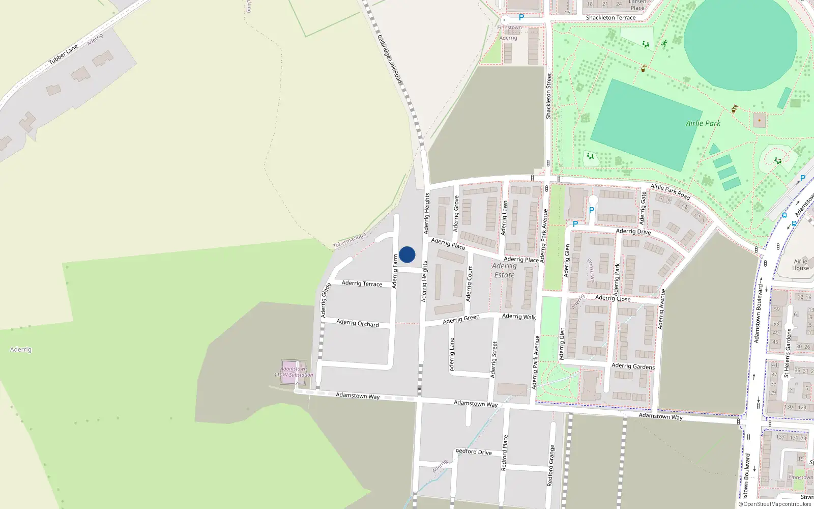 Overhead map showing the location of 43 Aderrig Farm, Lucan