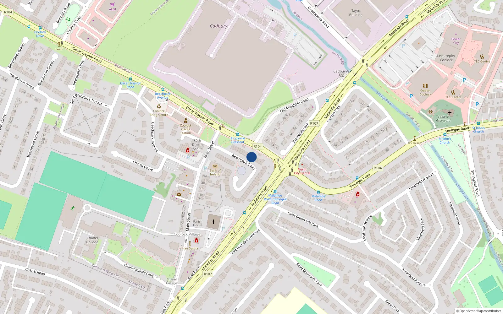 Overhead map showing the location of 43 Beechpark Court, Coolock, Dublin 5