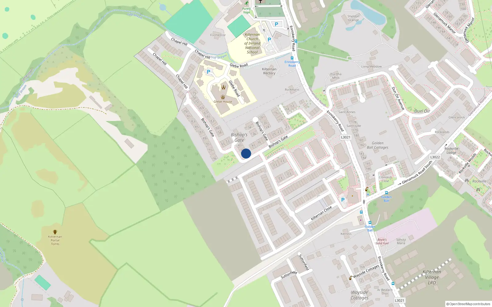 Overhead map showing the location of 43 Bishops Gate, Dublin 18