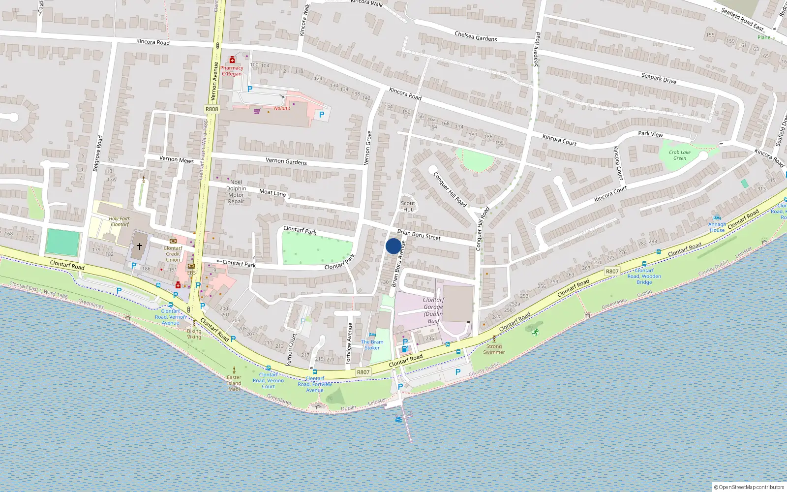 Overhead map showing the location of 43 Brian Boru Avenue, Dublin 3