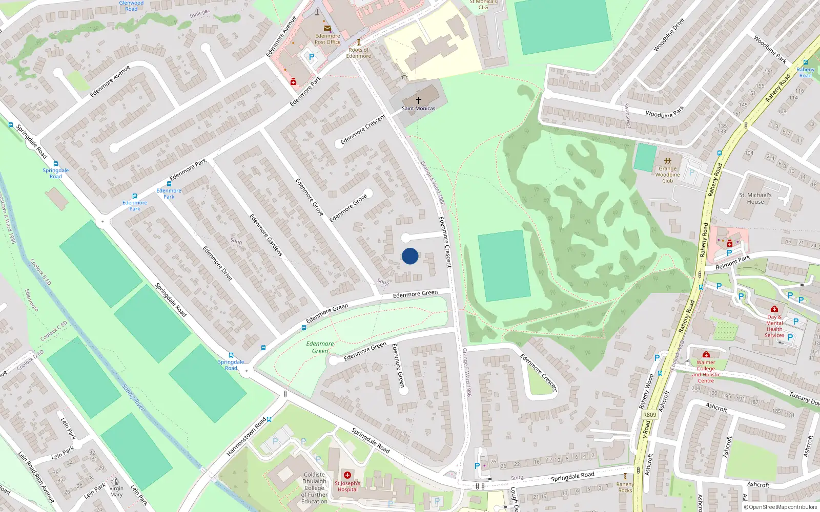 Overhead map showing the location of 43 Edenmore Crescent, Dublin 5