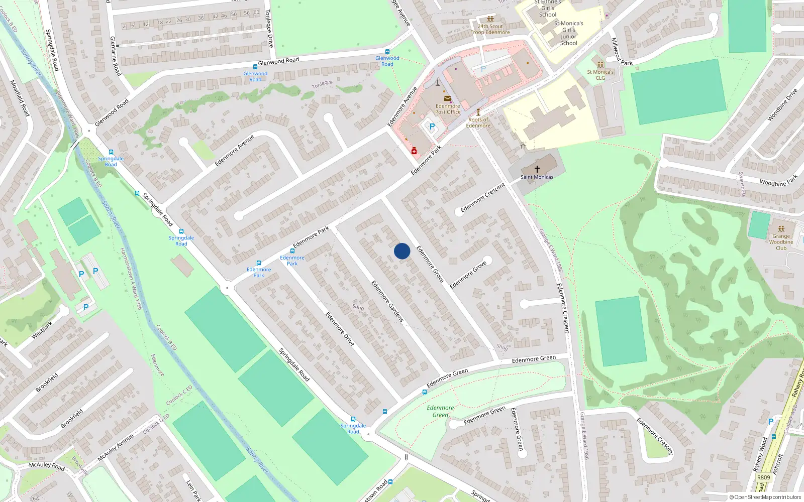 Overhead map showing the location of 43, 43 Edenmore Grove, Dublin 5