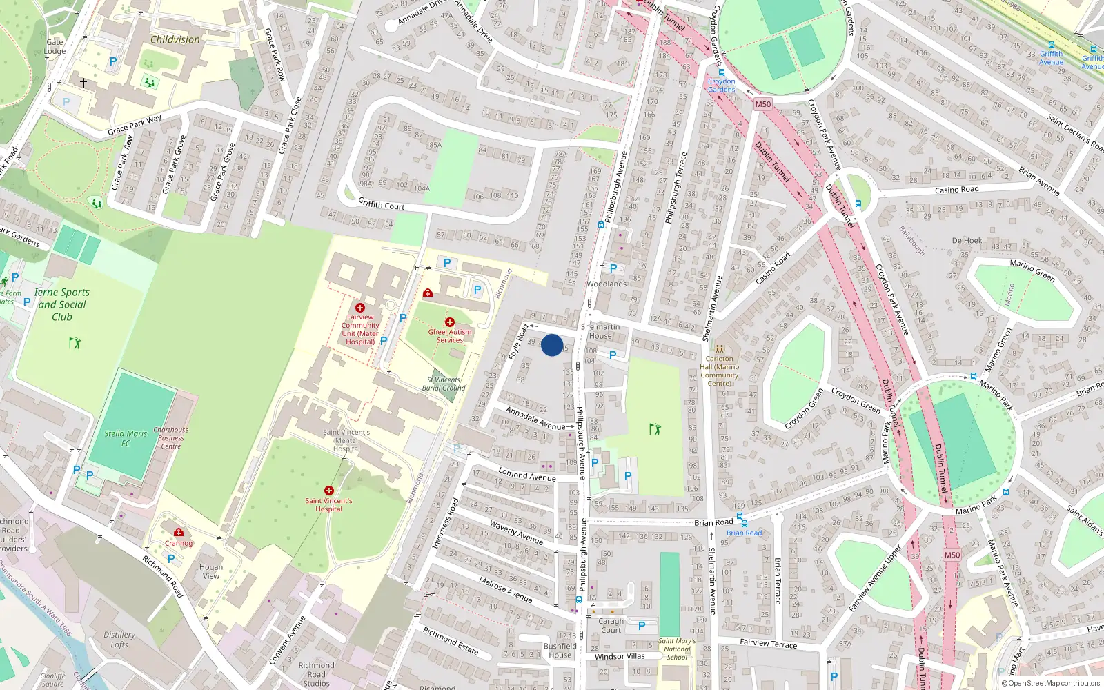 Overhead map showing the location of 43 Foyle Road, Dublin 3