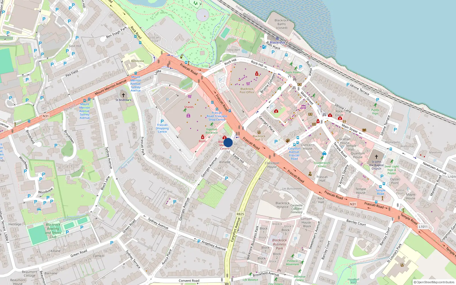 Overhead map showing the location of 43 Georges Avenue, Blackrock