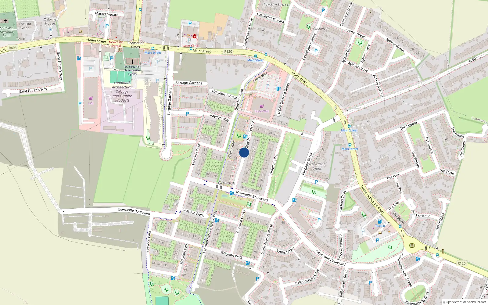 Overhead map showing the location of 43 Graydon Crescent, Newcastle South