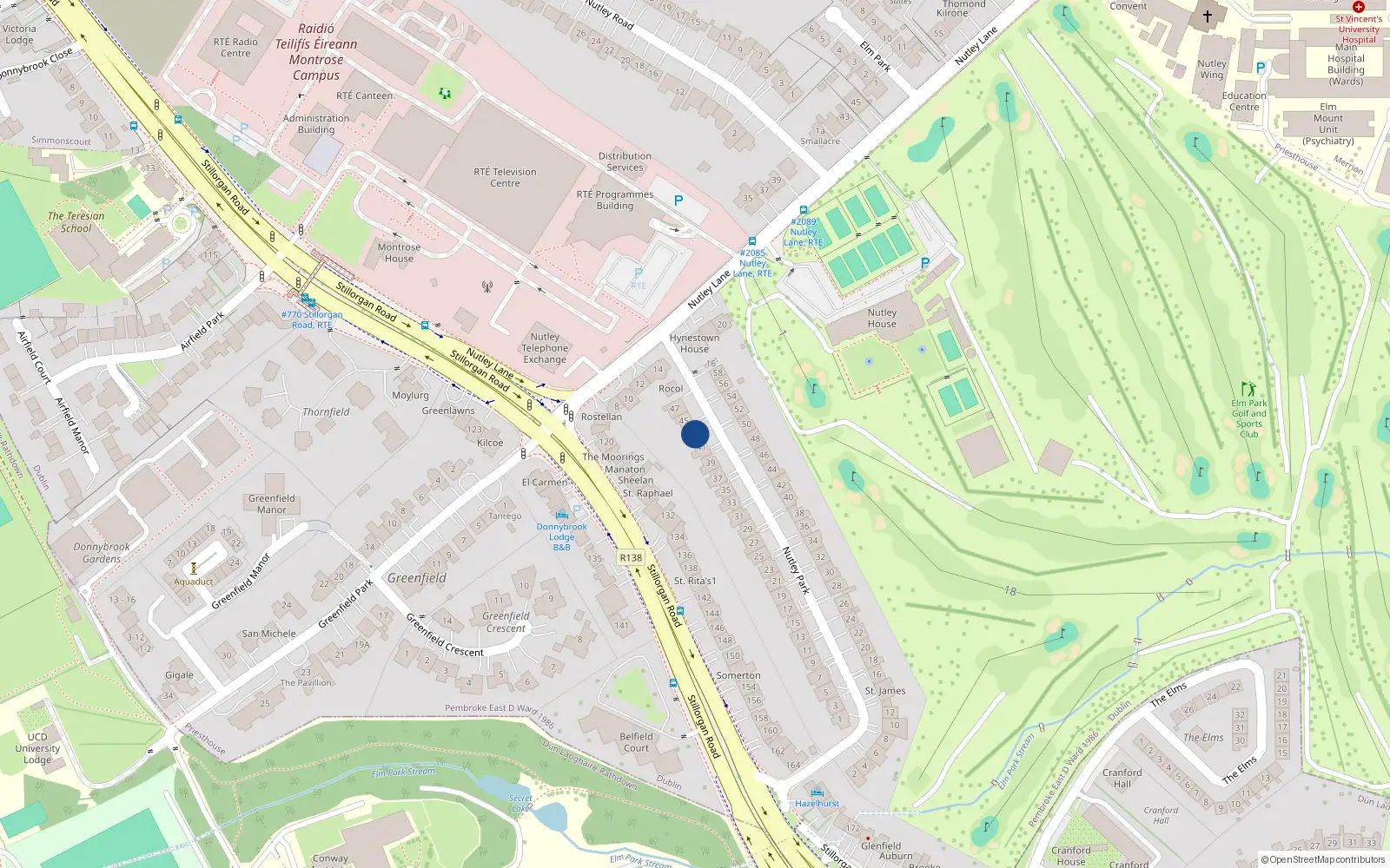 Overhead map showing the location of 43 Nutley Park, Priesthouse