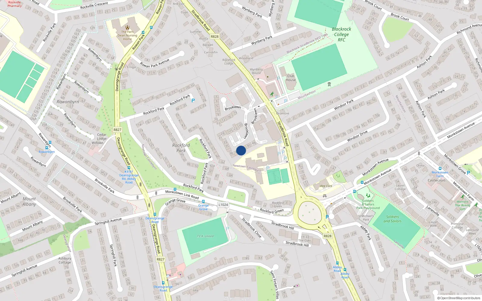 Overhead map showing the location of 43 Rockford Manor, Blackrock