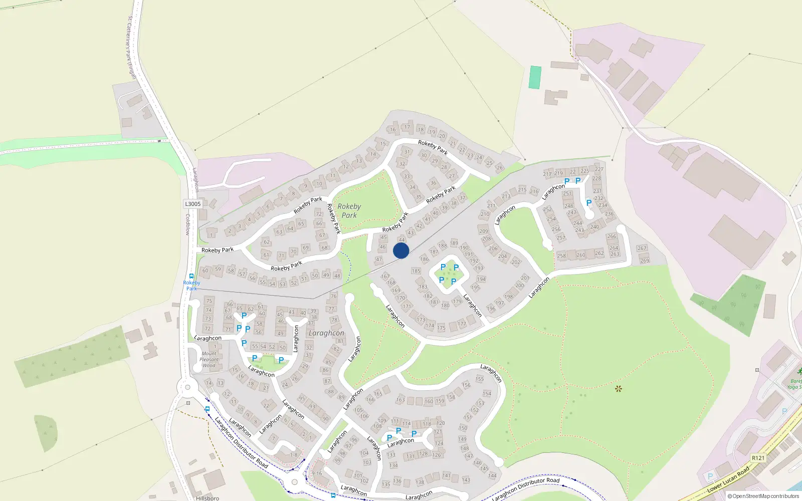 Overhead map showing the location of 43 Rokeby Park, Lucan