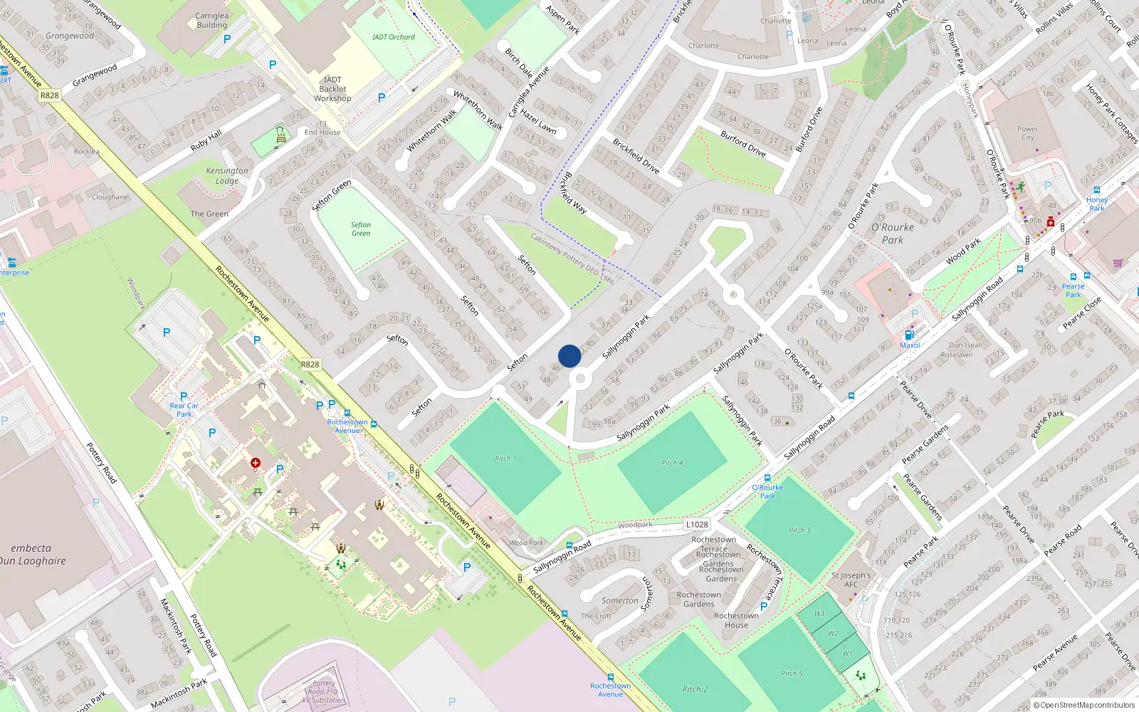 Overhead map showing the location of 43, 43 Sallynoggin Park, Sallynoggin