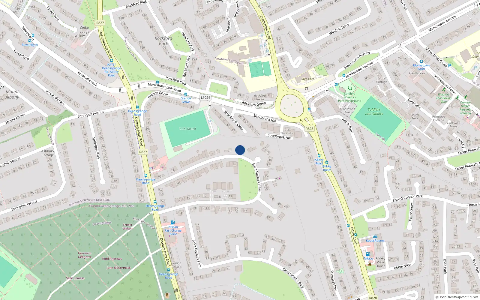 Overhead map showing the location of 43 St. Fintans Villas, Deans Grange