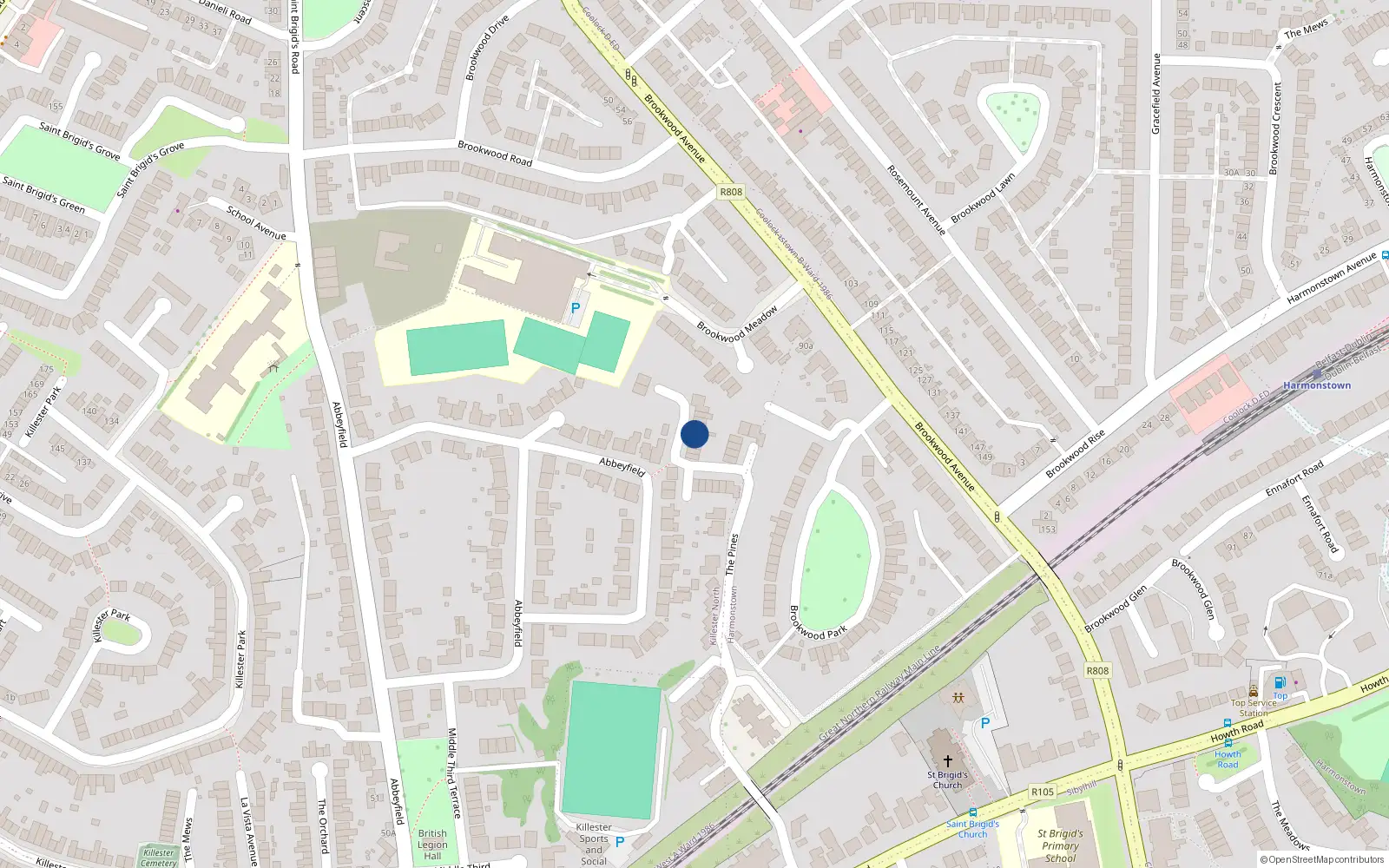 Overhead map showing the location of 43 the Pines Howth Road, Killester, Dublin 5