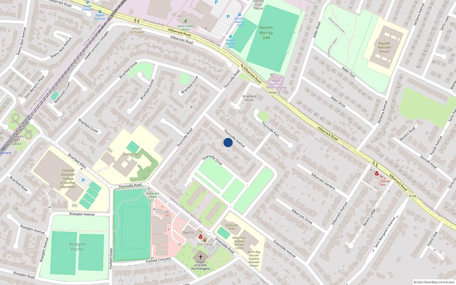 Overhead map showing the location of 43 Thornville Avenue, Dublin 5