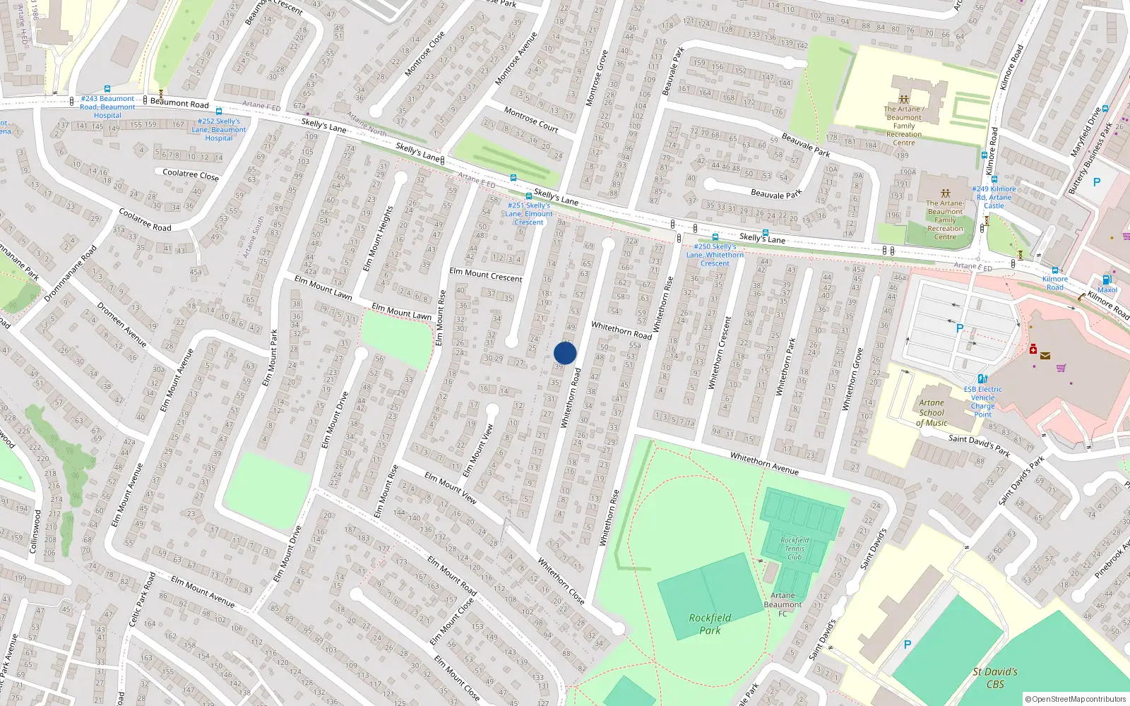 Overhead map showing the location of 43 Whitethorn Road, Dublin 5