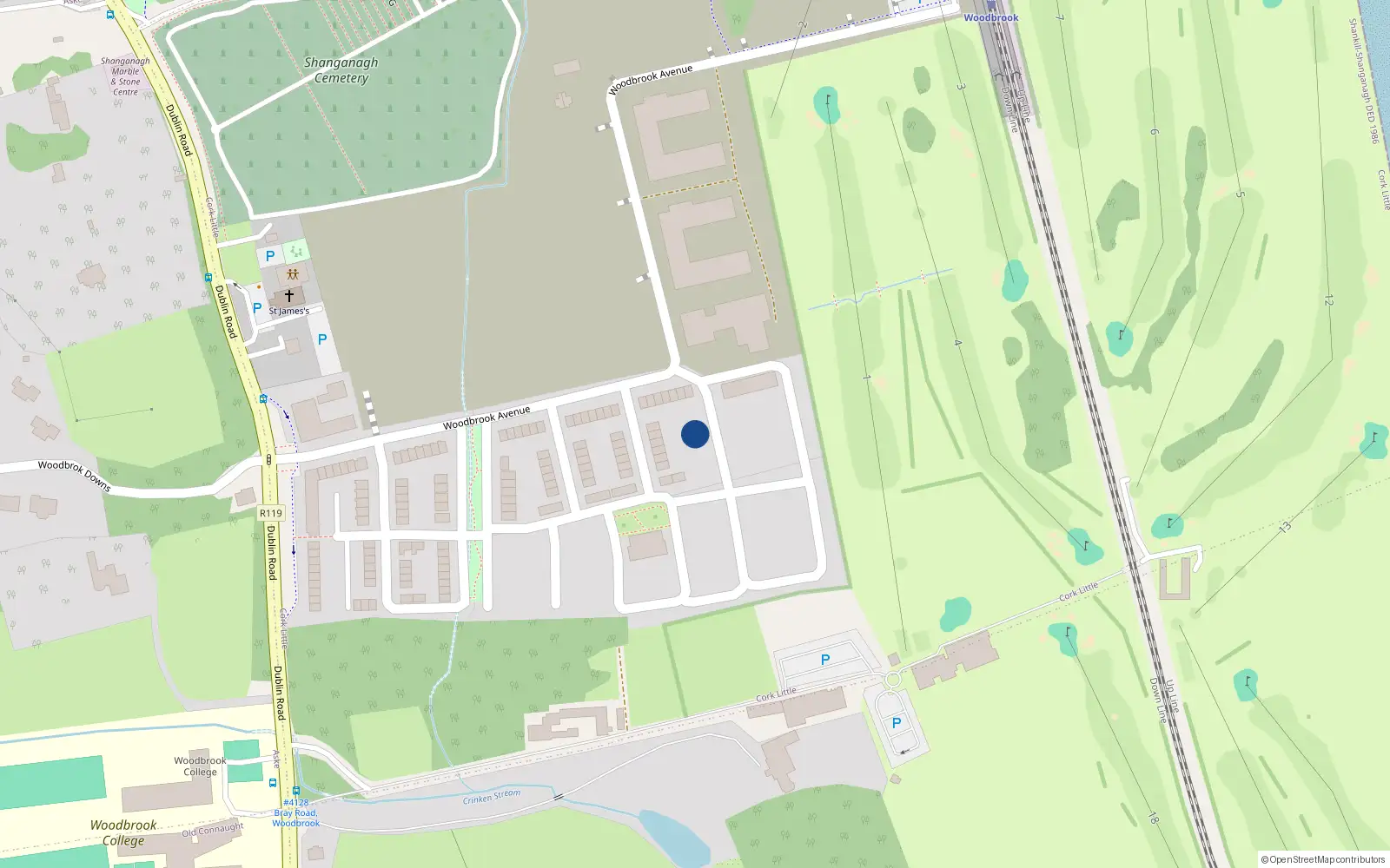 Overhead map showing the location of 43 Woodbrook, Bray